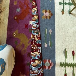 Tabasco Red Necktie with Food Design 100% Silk